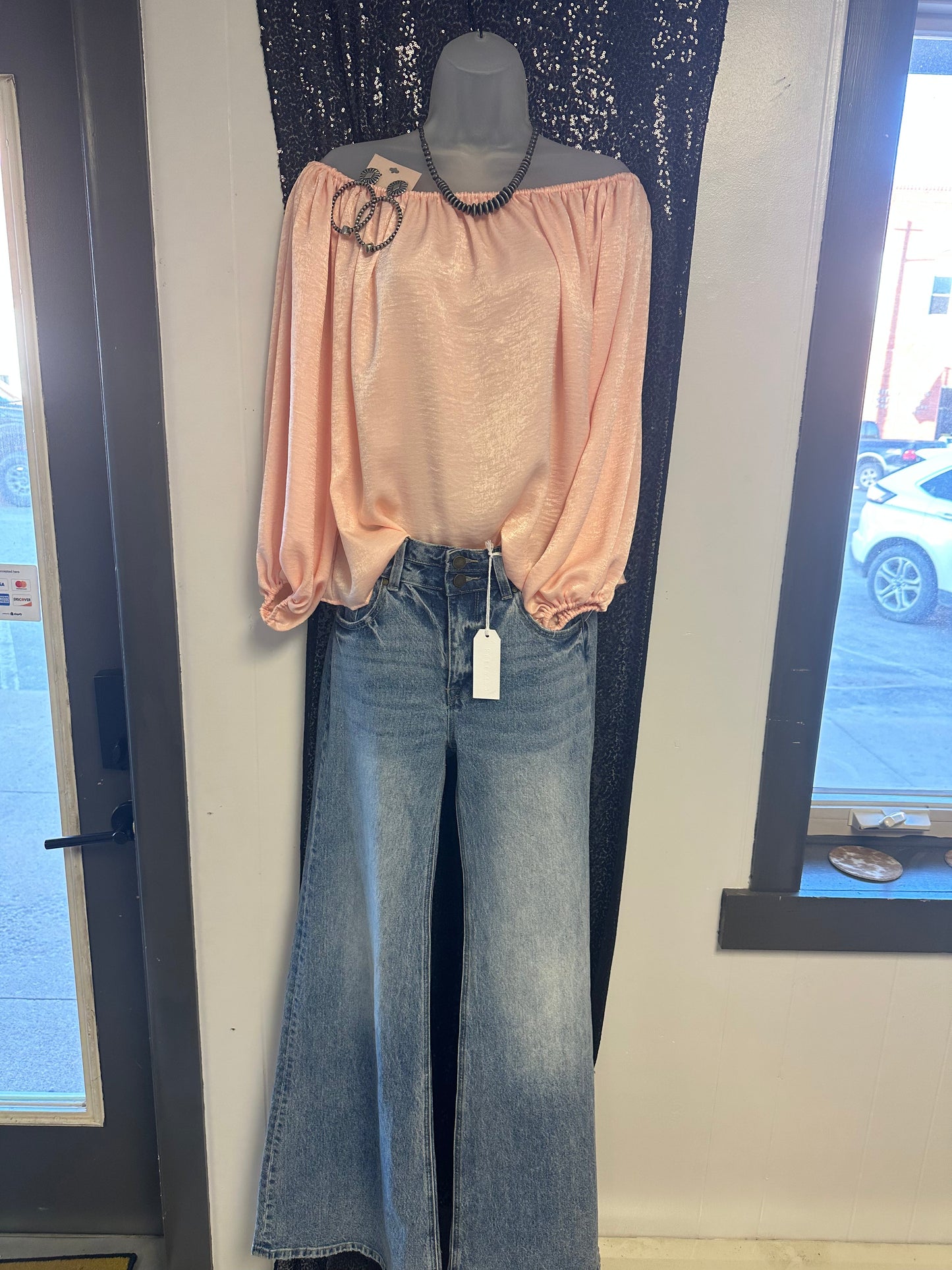 Smock Sheer off the Shoulder Top