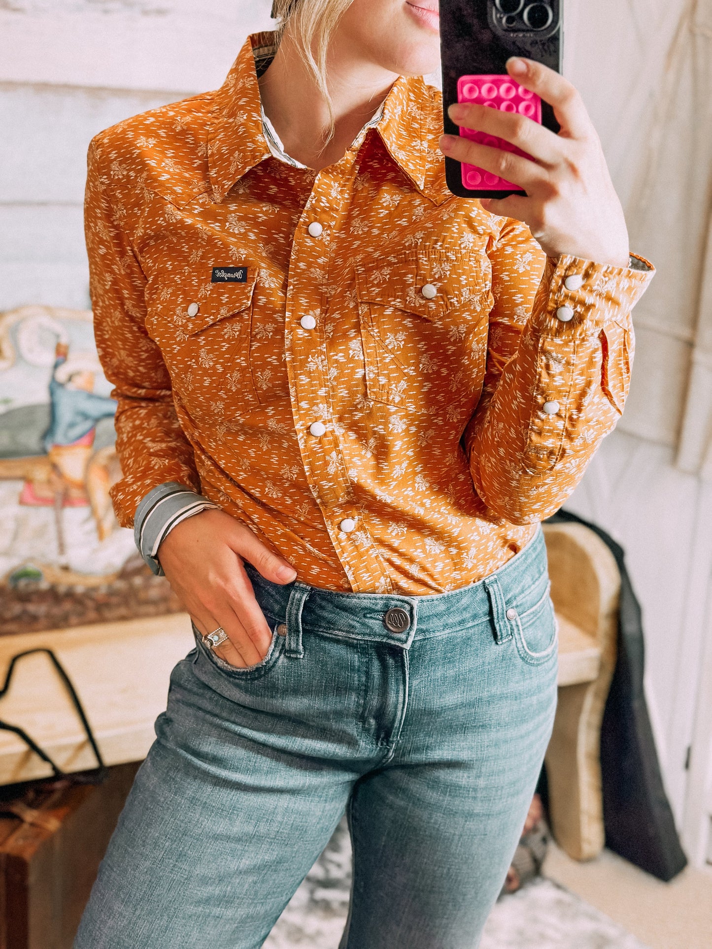 Field of Fall Flowers Wrangler Button Up
