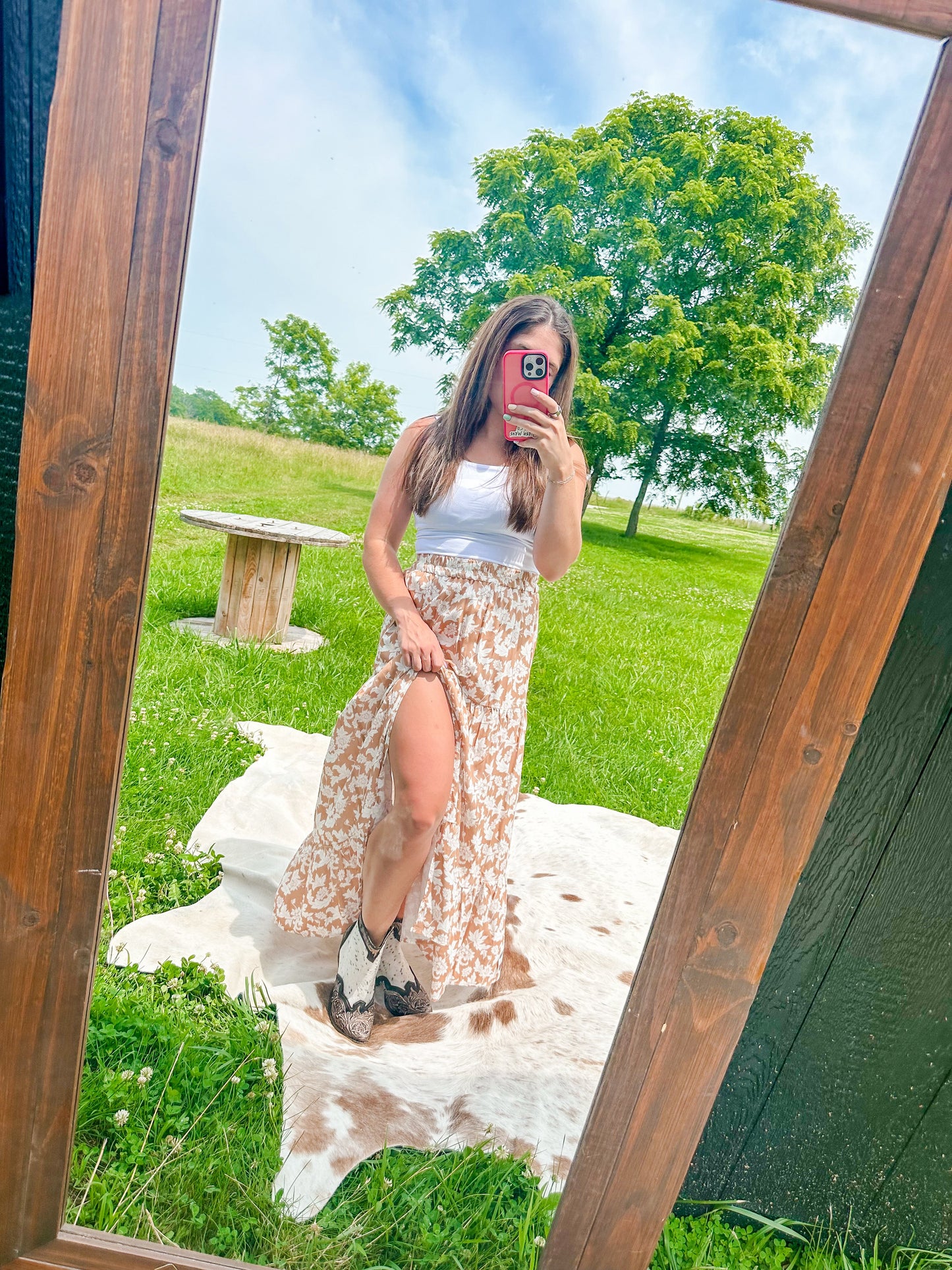 Floral Cowgirl Slit Skirt
