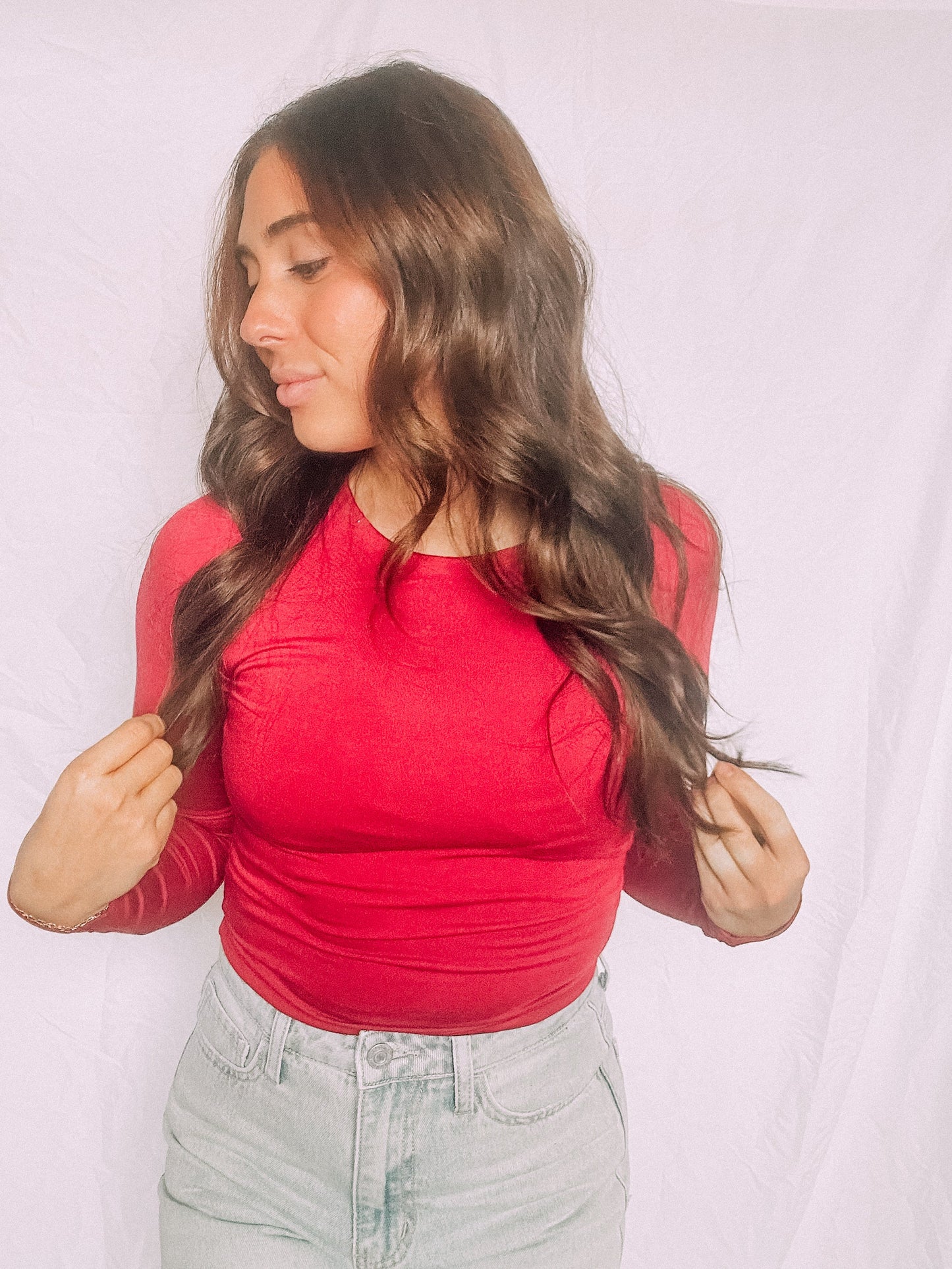 Red Long Sleeve Top