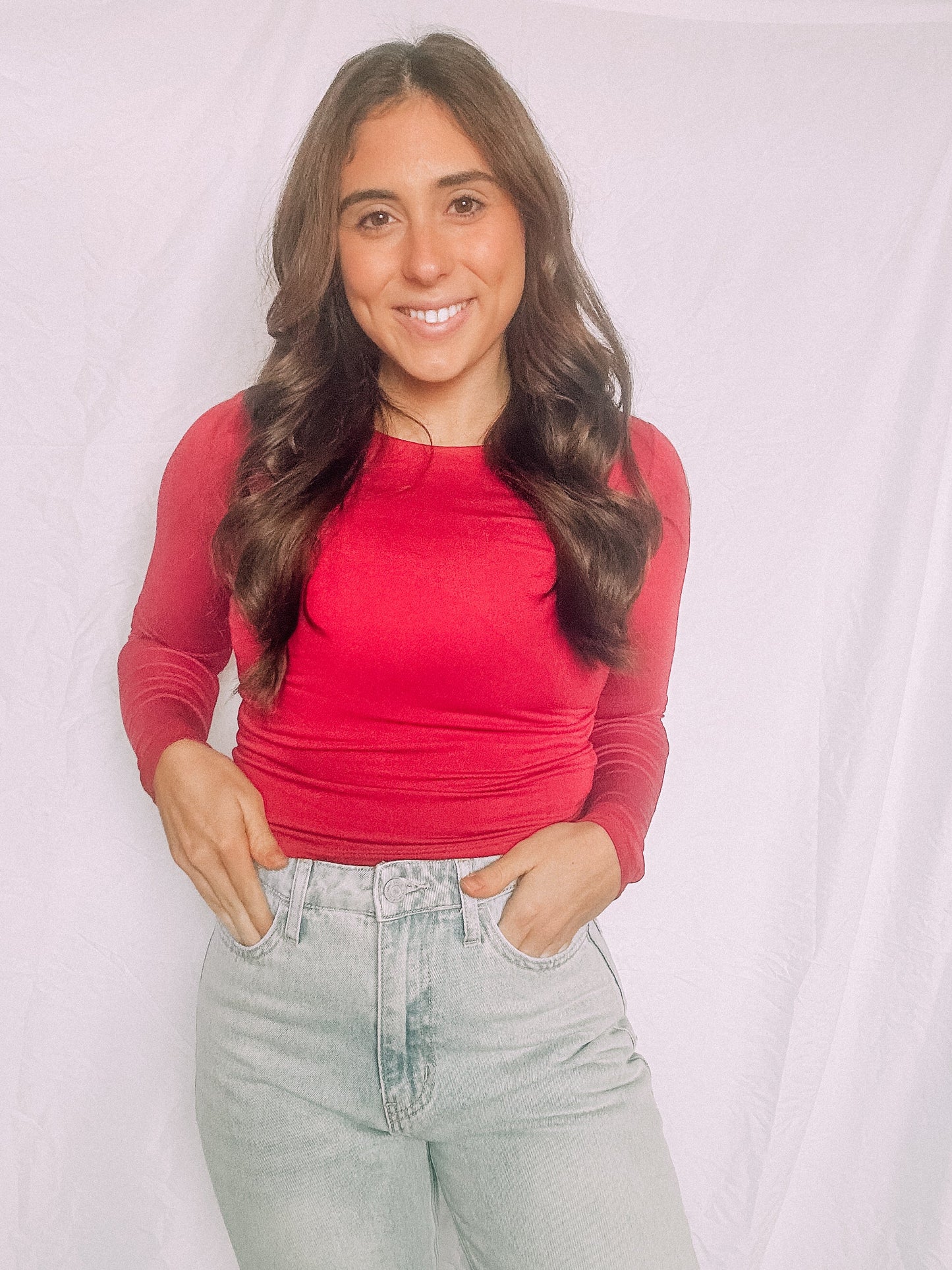 Red Long Sleeve Top
