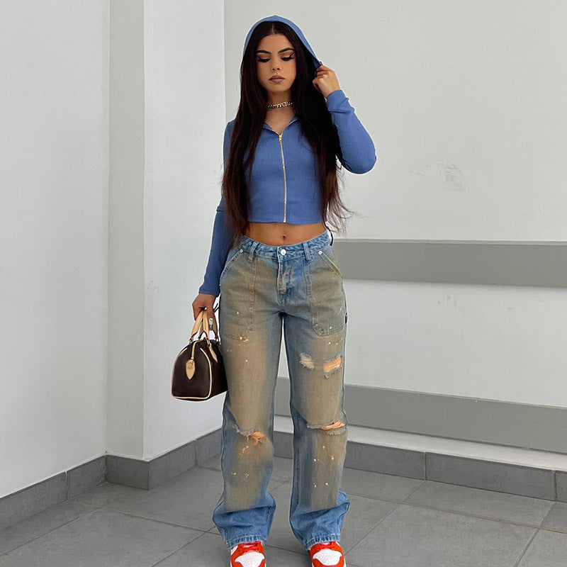 Orange Washed Boyfriend Jeans