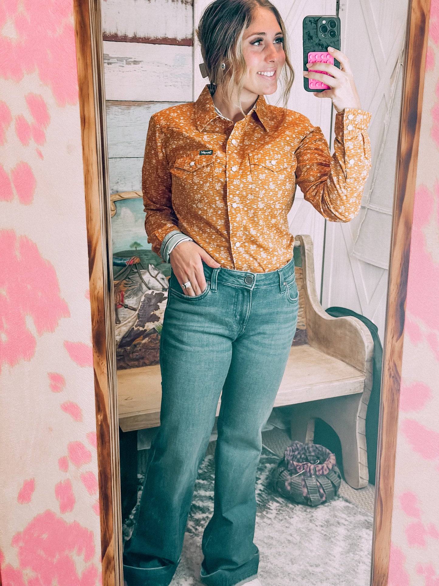 Field of Fall Flowers Wrangler Button Up