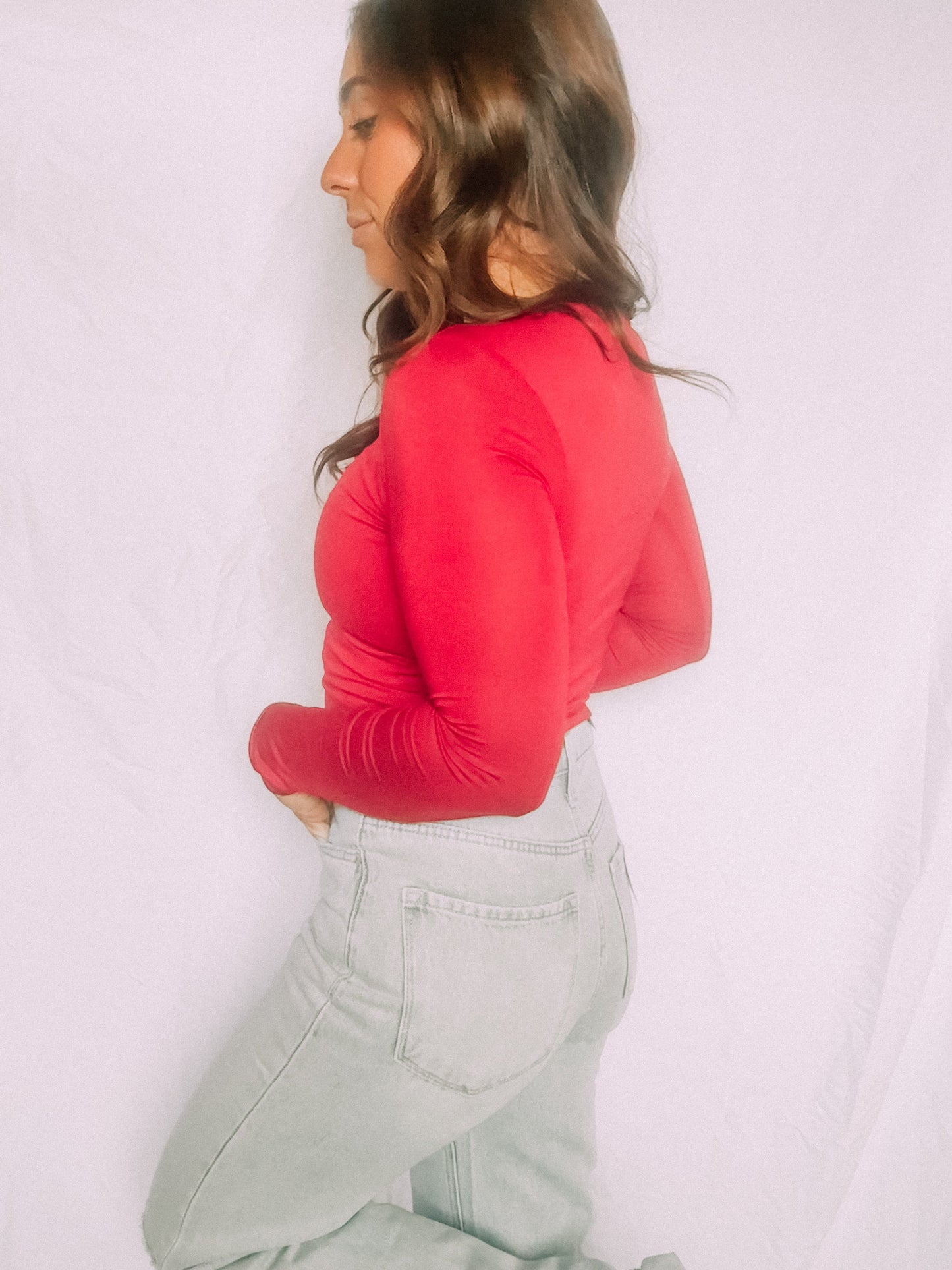 Red Long Sleeve Top