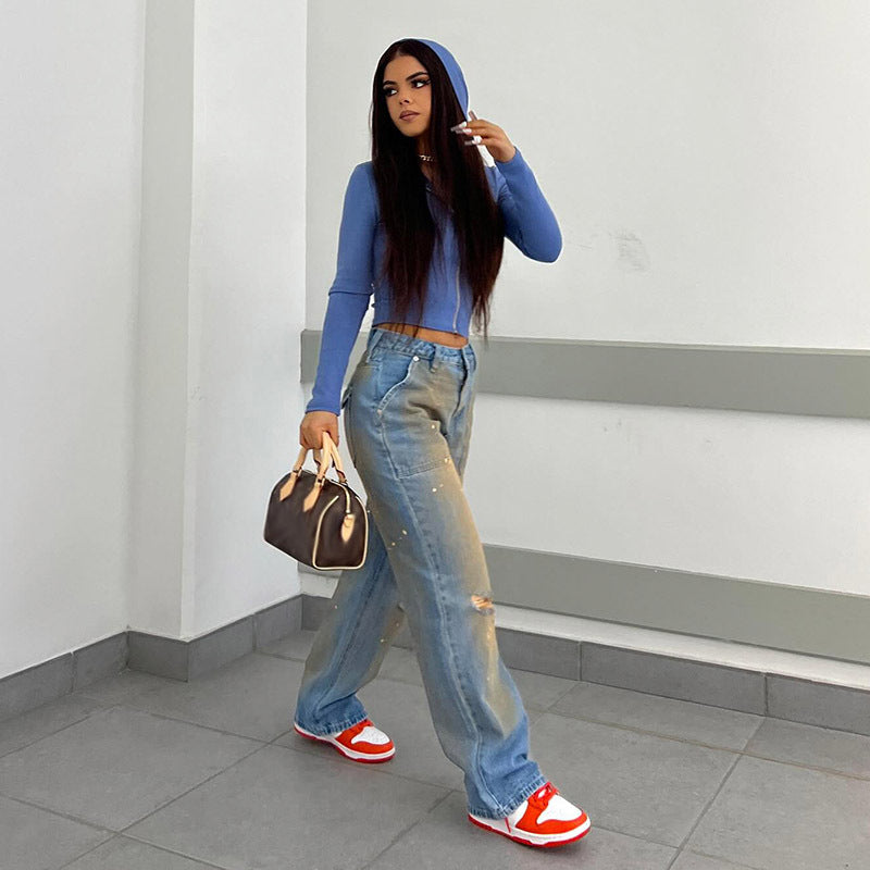 Orange Washed Boyfriend Jeans