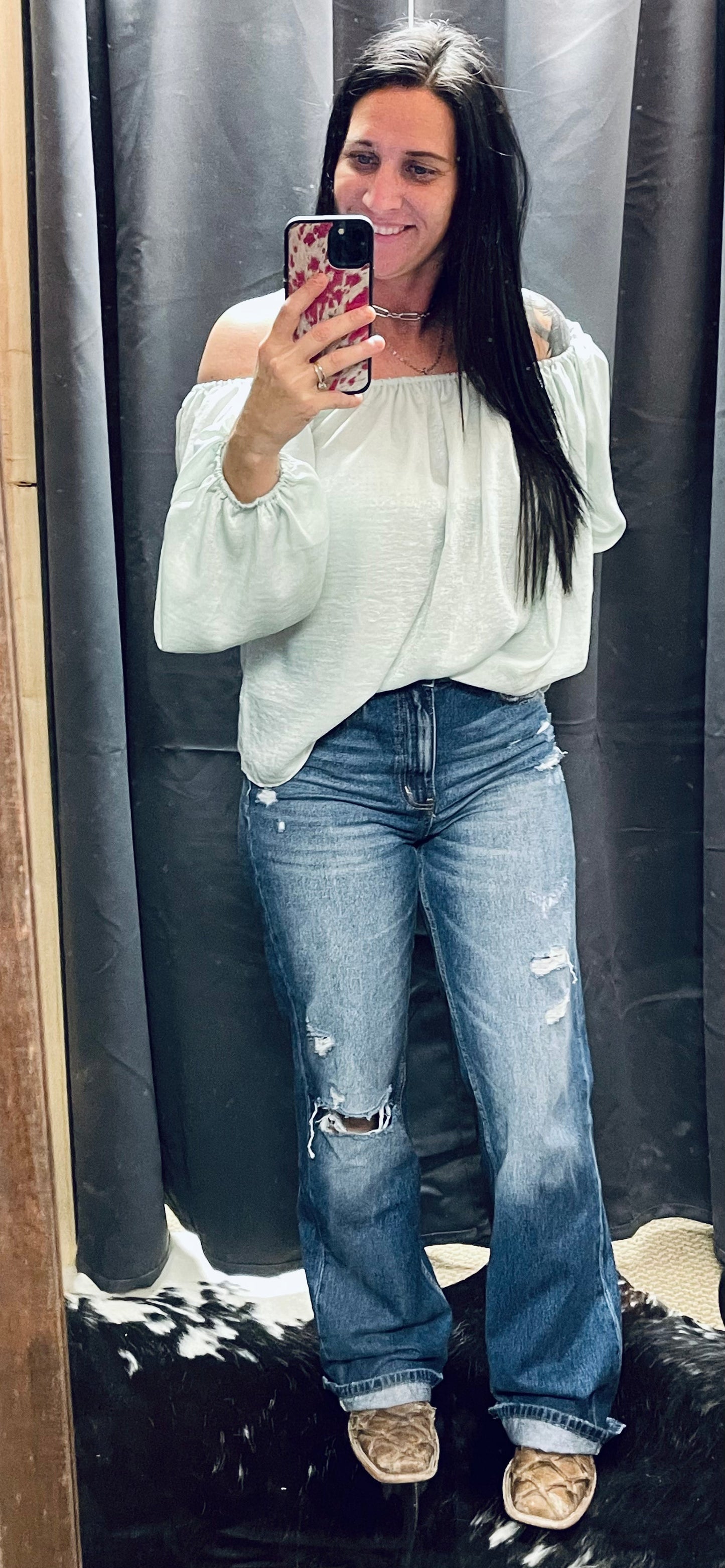 Smock Sheer off the Shoulder Top